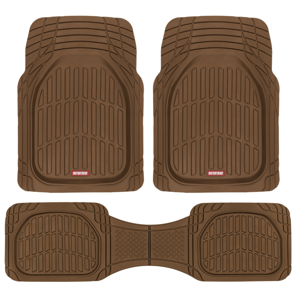 Motor Trend Flextough Deep Dish All-Weather Floor Mats, Waterproof Trim-To Fit Mats For Cars, Trucks, Suvs - Universal Automotive Floor Liners Brown 5051226481291