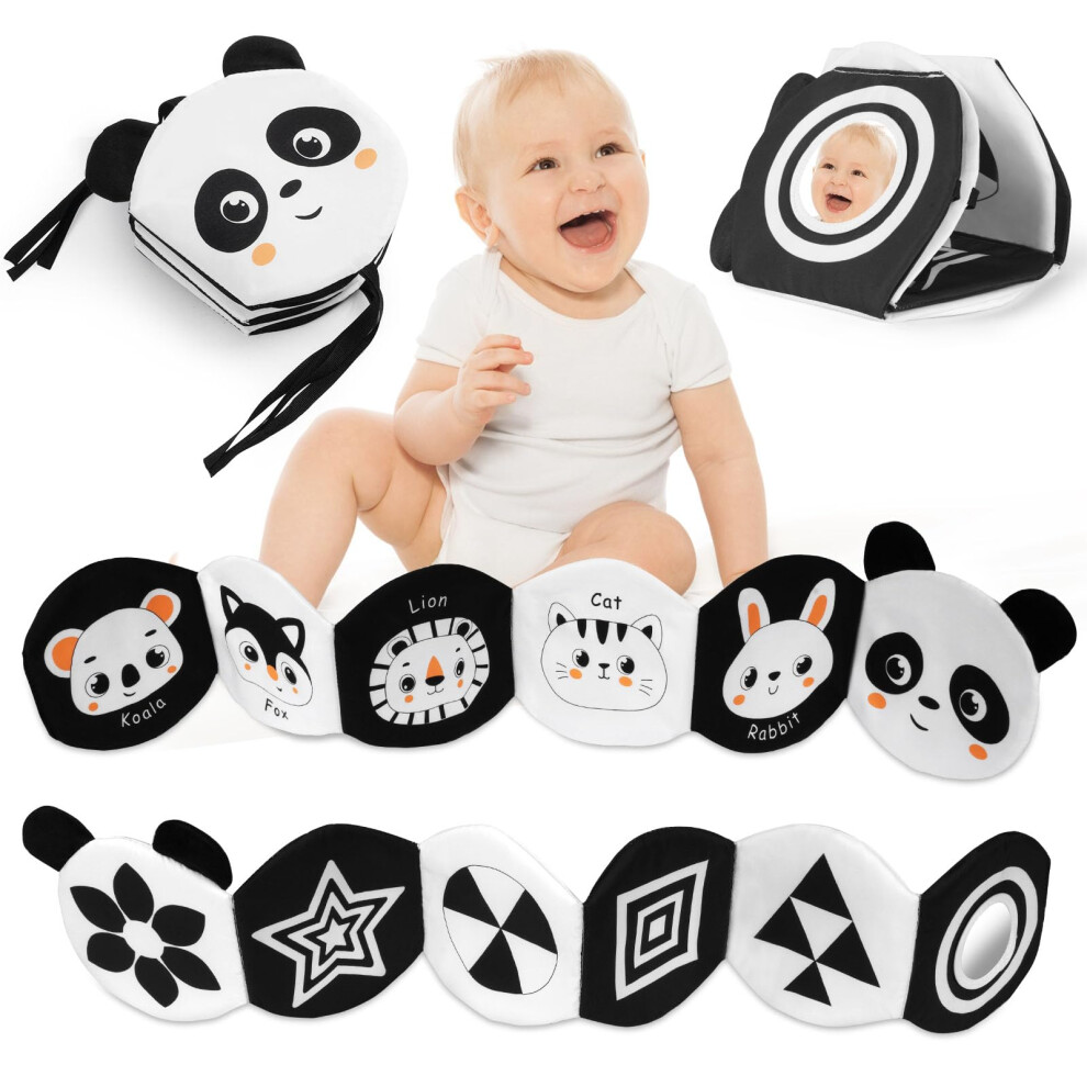 Baby Soft Books, And Baby Bath Cloth Book, High Contrast Foldable Soft Fabric Quiet Book Black/White Hotut
