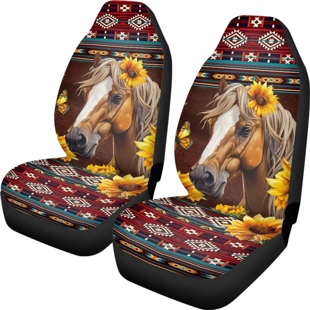Ziatubles Car Seat Covers For Front Aztec Tribal Sunflower Horse Print Automotive Accessories Breathable Bucket Sea Protector Auto Interior 5051226485244