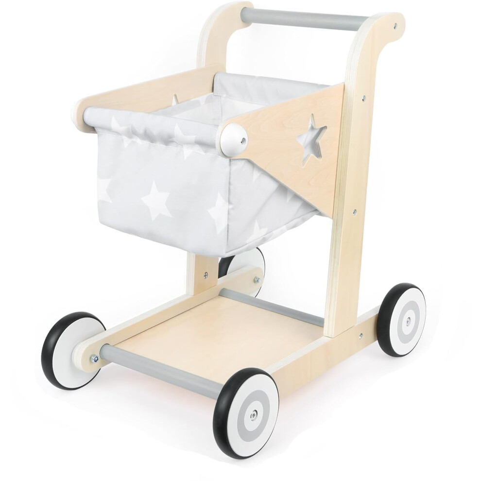 2 In 1 Wooden Baby Walker, Push And Pull Doll Stroller, Shopping Cart Learning Walker For Boys And Girls, Sit Stand Learning Walker Toddler T Asweets