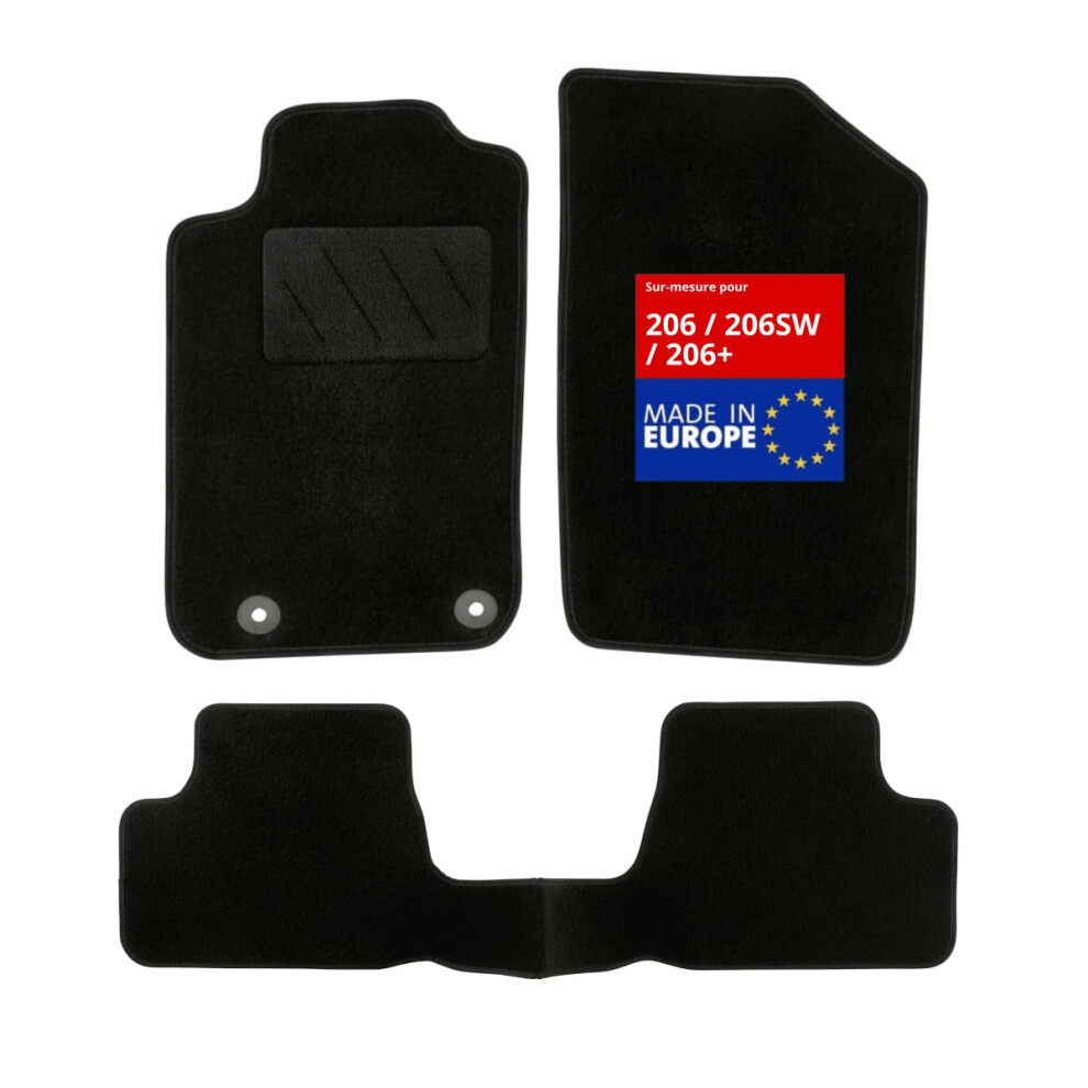 Dbs 1763178 Car Floor Mat - Custom Made - 3 Pieces - Anti-Slip - Carpet 900G/Mâ² - Velours Finish - Range Star - Steering Wheel Left Black 5051226466328