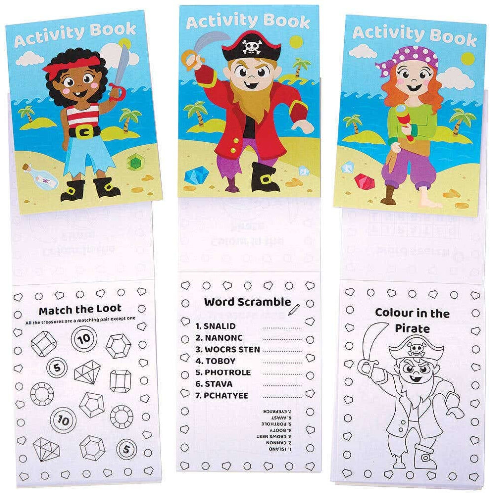 Fc905 Pirate Mini Activity Books For Kids - Pack Of 12, Entertaining Travel Activities, Party Favours, And Colouring Books For Children Baker Ross