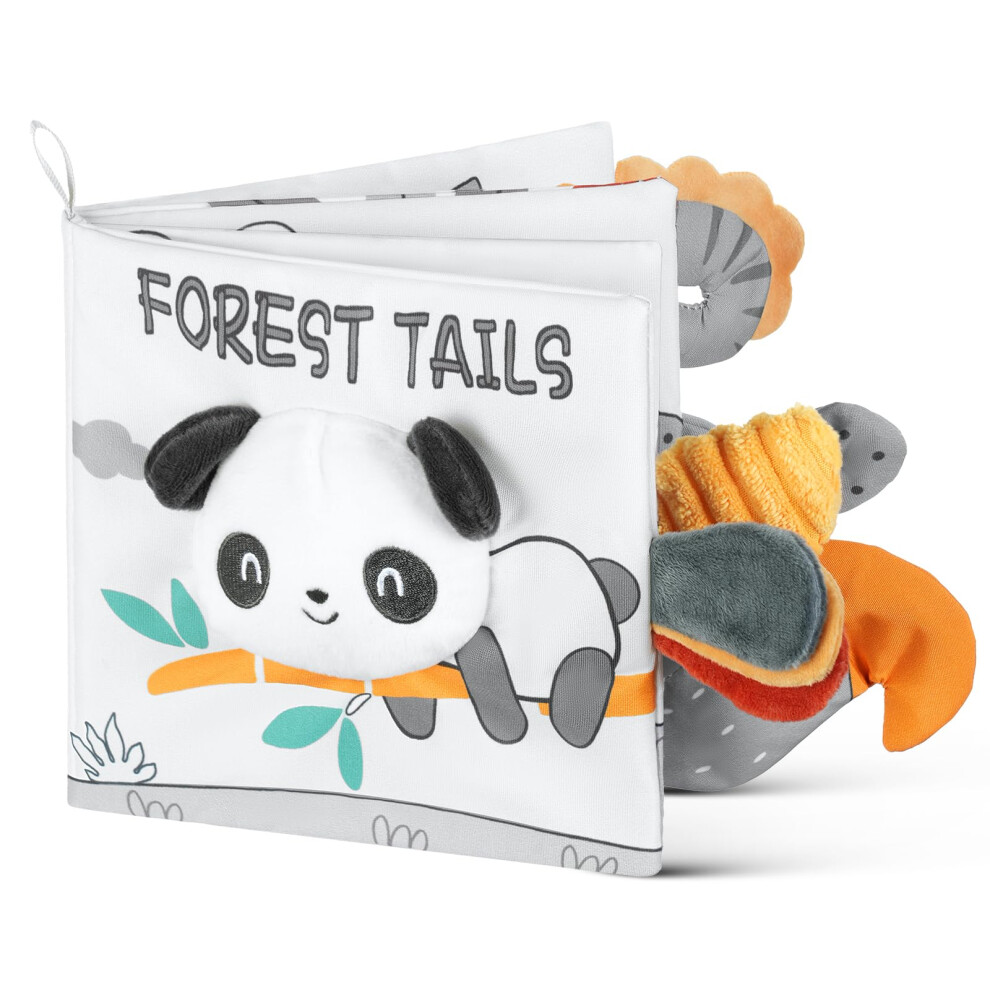 Baby Books, Newborn Sensory Soft Books Toy, 3D Animals Tails Crinkle Sensory Touch And Feel Baby's Cloth Book Hotut