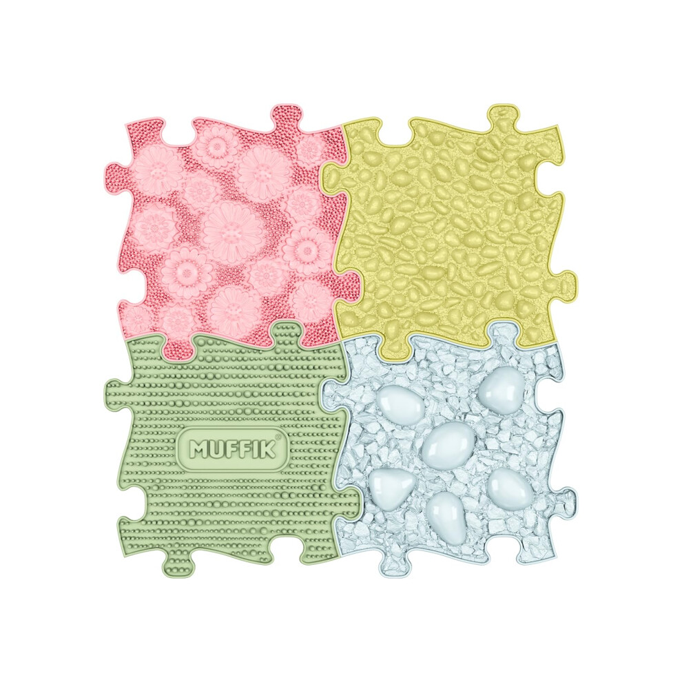 Join The Family Orthopedic Mats Set | Pastel Sensory Floor Puzzle For Kids | Hard & Soft Foot Massage Tiles Muffik