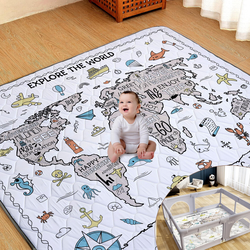 Baby Play Mat 150X180cm,Foldable Washable Baby Playpen Mat Extra Large Anti- Slip Activity Playmats For Babies&Toddlers Eaq