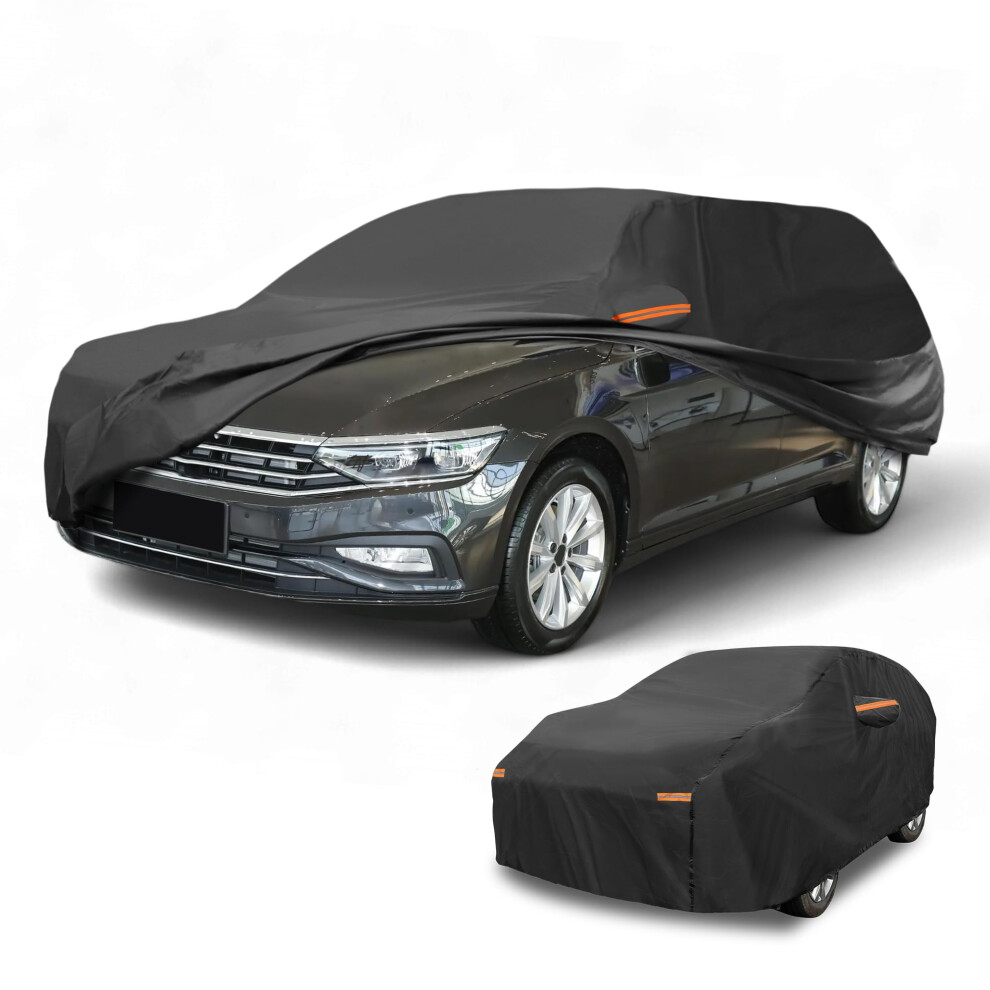 Partuto Waterproof All-Weather Universal Car Cover With Right Side Zipper, 190T-Pu Fits For Wagon 190" - 199" Length Black 5051226473302