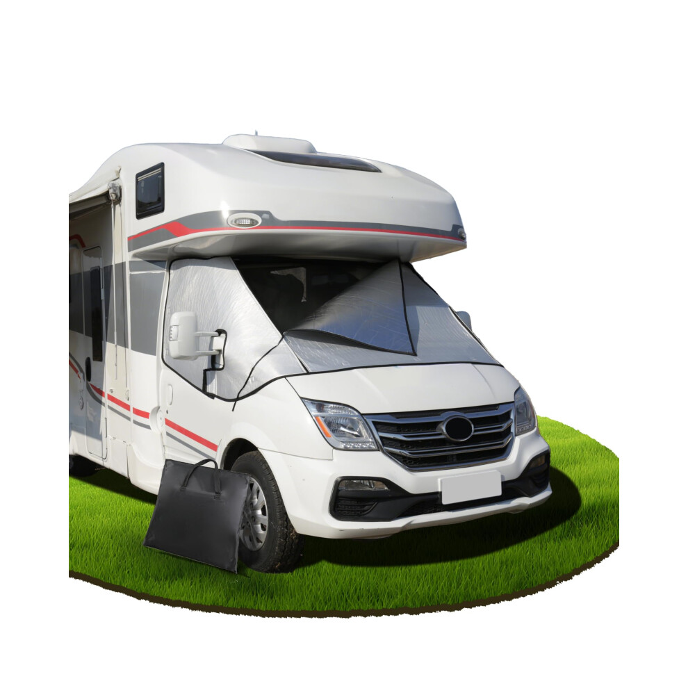 Ezcasch Thermal Windscreen Cover With External Zip For Fiat Ducato Citroen Relay X250/290 Peugeot Boxer From 2006-2024 Motorhome Campervan Win Silver 1288145940309