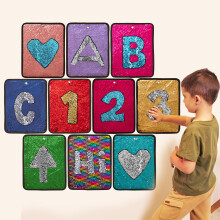 ODOXIA Sequin Fabric Mats | Sensory Wall | Reversible Flip Sequin Fabric | Sensory Tiles for Kids | 5-Pack (Rectangle)