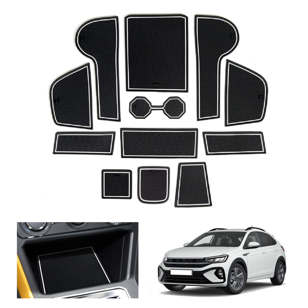 Gafat Compatible With Vw Taigo/Nivus 2021-2025 2026 Non-Slip Rubber Mats For Centre Console, Door Seam, Taigo Accessories (White) White 5051226464744