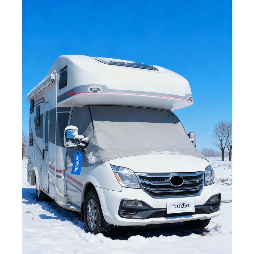 Foundgo Pvc Thermal Motorhome Windscreen Cover Waterproof, External Thermal Windscreen Cover Fits For Fiat Ducato X290 (2014 Onwards) Gray 5051226445460