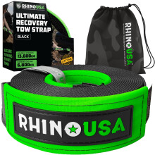 Rhino USA Recovery Tow Strap (7.6 cm x 6.1 m) - 13,600 kg Break Strength - Emergency Recovery Strap Tow Rope for Truck, UTV, ATV & More