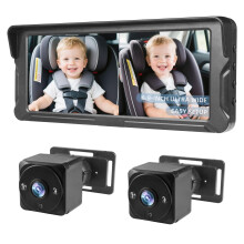 Ecoyoca 2 Kids Baby Car Camera HD 1080P Baby Car Mirror 6.9” Split-Screen Display with Night Vision & Wide View Angle