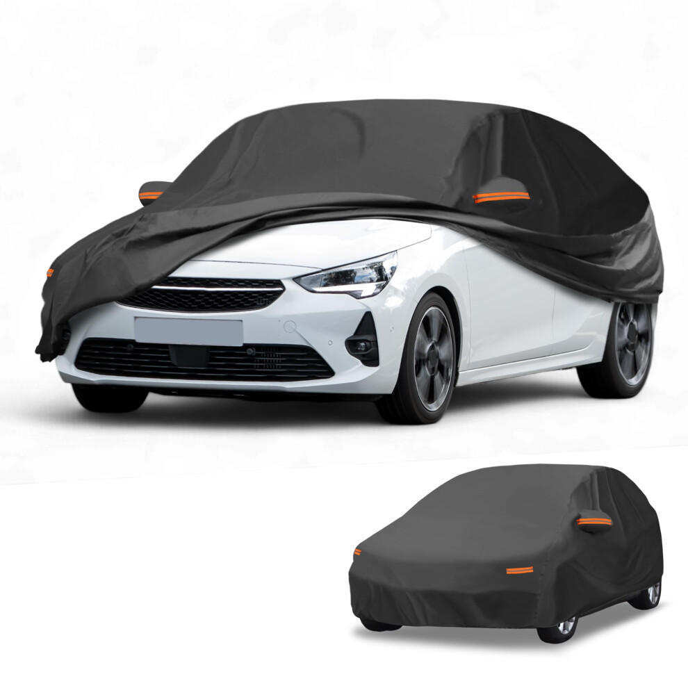 Partuto All-Weather Waterproof Car Cover - Uv-Resistant Outdoor Full Exterior Protection For Vauxhall Corsa 1993-2023 190T-Pu With Right Side Black 5051226475535