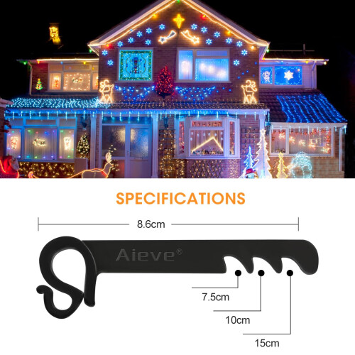 Aieve 30 Pack Gutter Brush Clips, Leaf Guard Fixing Clips Hook for Hanging Outdoor String Lights, Keeps Gutter Brush in Place 1