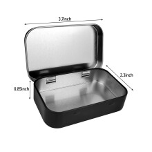 QIANCAIWANG 1 Pack Metal Rectangular Tins Box Containers, Small Storage Box with Lids for Tobacco, Cigarettes, Candy, Jewelry (1 PC, Black)