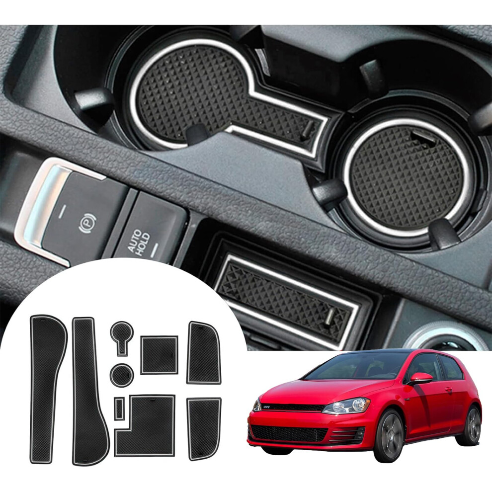 Gafat Golf 7 7.5 Gti Variant R Gtd Gte Rubber Mats - Non-Slip Mats For Centre Console Armrest, Cup Holder, Door Seam (White) White 5051226466441