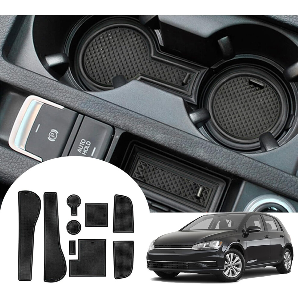 Gafat Golf 7 7.5 Gti Variant R Gtd Gte Rubber Mats - Non-Slip Mats For Centre Console Armrest, Cup Holder, Door Seam (Black) Black 5051226466434