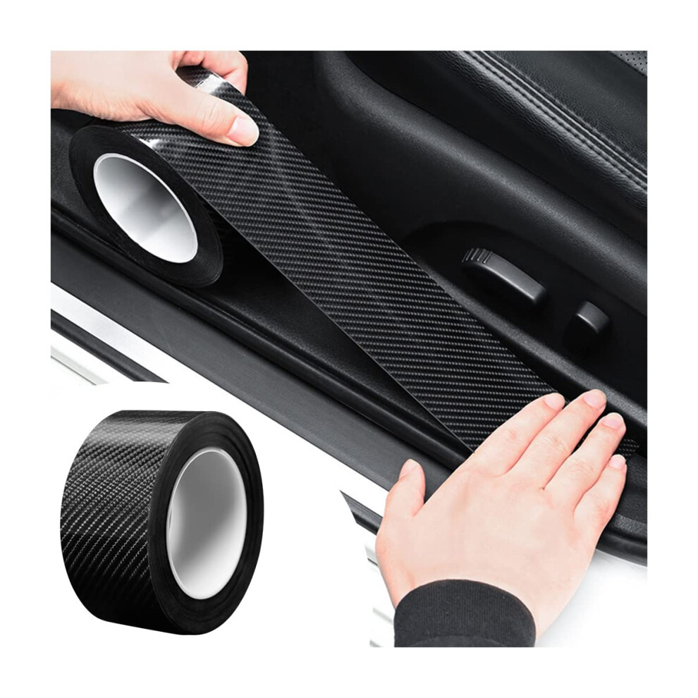 Cgeamdy Car Door Sill Protector Tape, 5D Carbon Fiber Anti-Collision Protector Tape, Automotive Scratch Cover Strip Sticker For Door Sill Rear Bumper Black 5051226466922