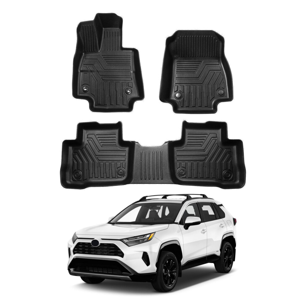 Powerty Compatible With Toyota Rav4 Floor Mats 2 Row Liner Set All Models Tpe 3D Floor Liners All-Weather Custom For Toyota Rav4 2024 2023 2022 2021 5051226482410