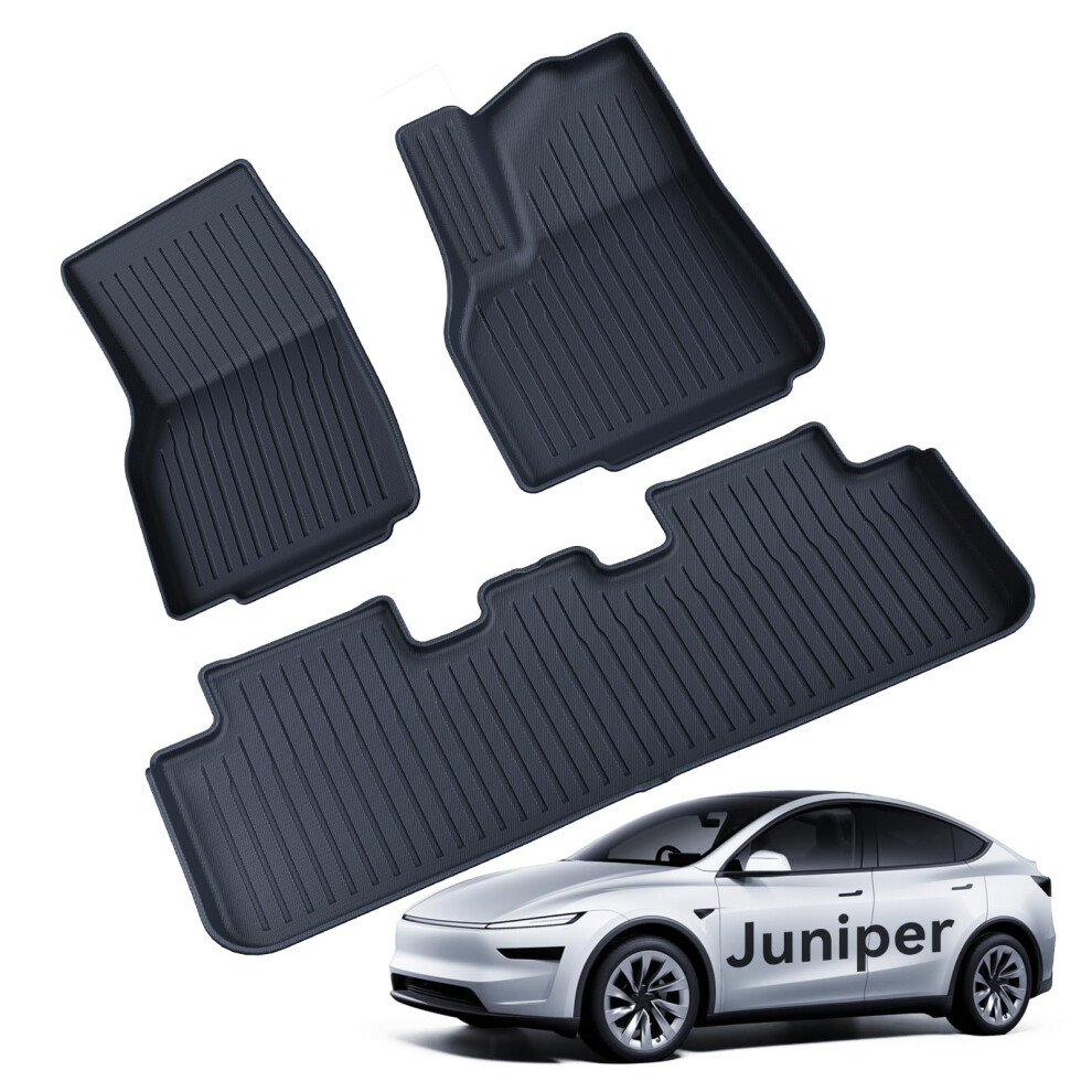 Lantu Uk-Rhd Floor Mats 3 Pcs For Tesla Model Y 2025 Juniper Tpe All-Weather 3D High-Edged Non-Slip Waterproof Floor Liners 5051226482663