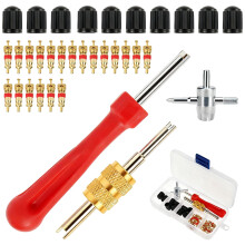 Nocecfi 33 Pcs Car Tyre Valve Removal Tool Set - Valve Core Remover Kit with 20 Valve Cores & 10 Tyre Valve Caps for Car Bicycle Motorcycle Auto Tire