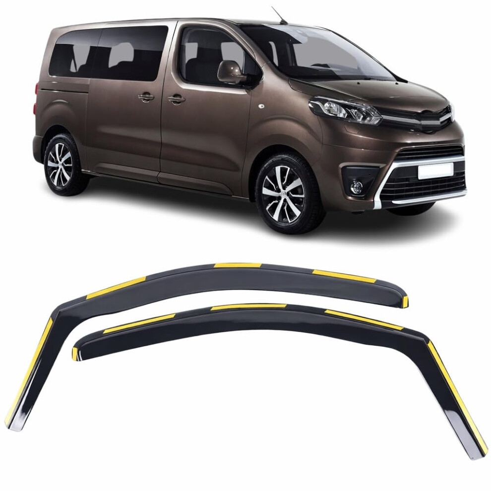 Set Of 2 Wind Deflectors For Citroen Dispatch/Jumpy, Peugeot Expert/Traveller, Toyota Proace 2016 To 2026 In-Channel Acrylic Side Window Visors-Smoke 5051226486166