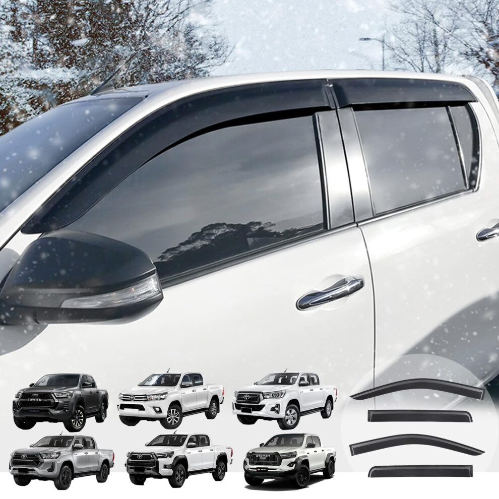 Jhchan For Toyota Hilux Accessories Wind Deflectors - Hilux Revo 2016-2026 Mk8 Mk9 Invincible/Invincible X/Gr Sport/Icon/Active 4-Doors Sun Rain 5051226486791
