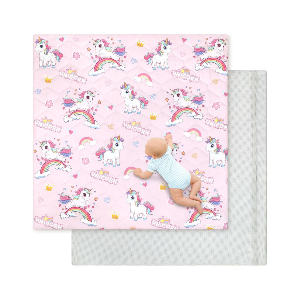 Baby Play Mat,Removable Baby Mats For Floor Play-127X127 Cm-Thick Playmats For Babies Kids Toddler,Foldable Non-Slip Crawling Mat,Machine Washable Decalsweet