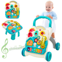 Baby Walker 3in1 Sit-to-Stand Learning Walker Kids Activity Center Push Along Walker with Weight Gain Design Entertainment Table Music