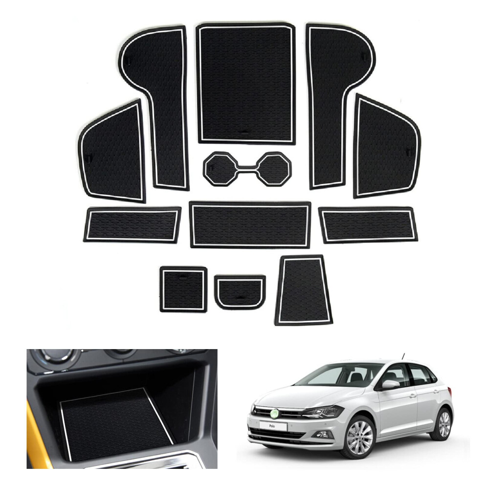 Gafat 2018-2025 2026 V-W Polo Mk6 Non-Slip Mats, Polo 2024 Rubber Mats For Centre Console, Door Seam, Compatible With Vw Polo Mk6 Accessories (White) White 5051226465949