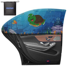 PEMOTech Baby Car Sun Protection, [2 Pack/Cartoon Design] UV Protection Sun Protection Car Children, Universal Stretchy Sun Visors Fit 99% Cars