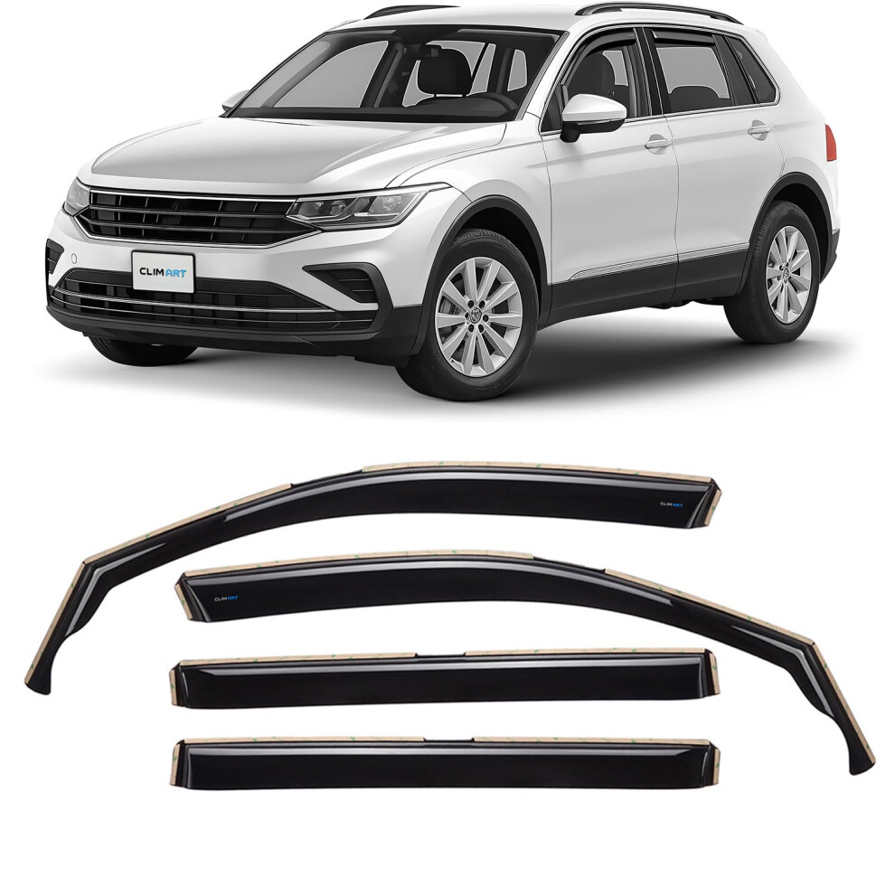 Clim Art In-Channel Wind Deflectors For/Compatible With Volkswagen Tiguan 2016-2023 Not Allspace - Rain Deflector - Car Accessories 5051226487019