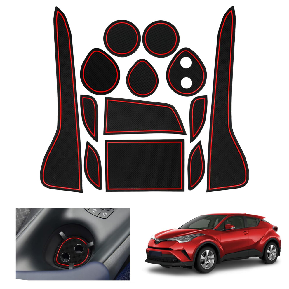 Gafat Toyot-A C-Hr/Hybrid 2016-2023 Non-Slip Mats, Chr 2022 Rubber Mats Non-Slip, Centre Console Cup Holder Door Seam Mats For C-Hr Uk 5051226465802