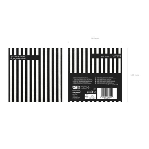 Servietten Stripes Black/White, 33 x 33 cm, 20 pcs. 2