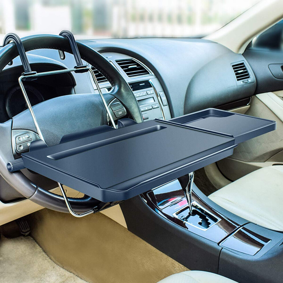 Xergur 2 In 1 Car Steering Wheel Tray/Back Seat Headrest Tray For Eating Food Drink And Writing Laptop Work, Car Desk Black 5051226470110