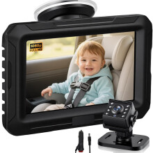 Zacro Baby Car Camera HD 1080P - Baby Car Mirror 4.3'' Display for Rear Seat with Night Vision Function, Wide View Angle, Reusable Sucker Bracket