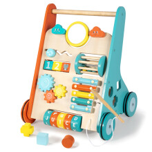 Bautia Wooden Baby Walker for 1 Year Old Boys Girls Push Along Toy, 10 in 1 Colorful Learning Activity Center for Toddlers 12 Month Gift with Shapes