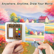 7 PCS Pocket Artist Watercolour Travel Set - 8 Grids Travel Watercolour Paint Set Portable, Mini Watercolour Paint Set Travel