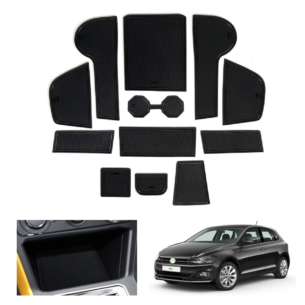 Gafat 2018-2025 2026 V-W Polo Mk6 Non-Slip Mats, Polo 2024 Rubber Mats For Centre Console, Door Seam, Compatible With Vw Polo Mk6 Accessories (Black) Black 5051226466496