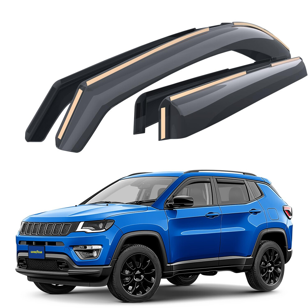Goodyear In-Channel Wind Deflectors For/Compatible With Jeep Compass 2016-2026 Suv - Car Accessories - Rain Deflectors 5051226486661