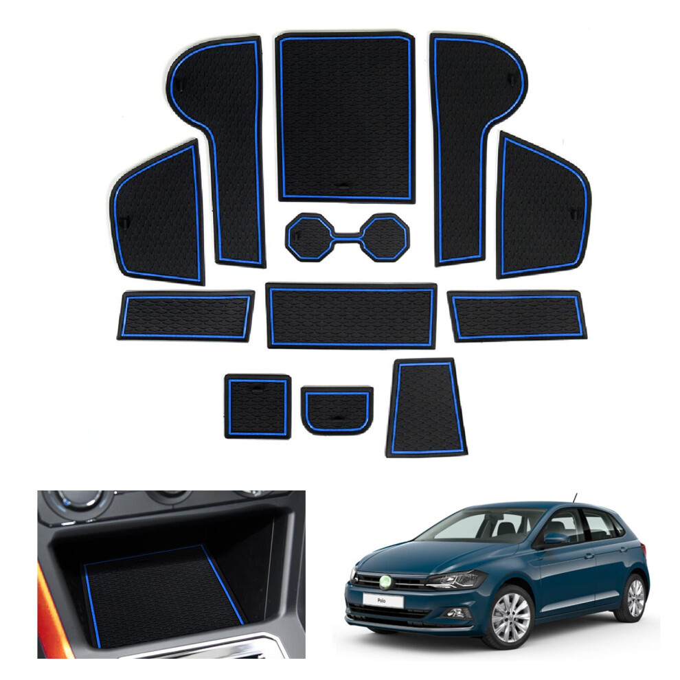 Gafat 2018-2025 2026 V-W Polo Mk6 Non-Slip Mats, Polo 2024 Rubber Mats For Centre Console, Door Seam, Compatible With Vw Polo Mk6 Accessories (Blue) Blue 5051226464911
