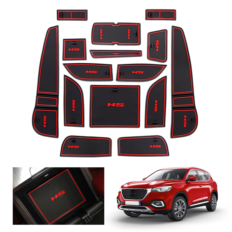 Gafat Mg Hs/Ehs Ev/Hs Plug-In Hybrid 2018-2023 2024 Non-Slip Rubber Mats, Centre Console, Storage Box, Door Seam Mats (Red) Red 5051226464812