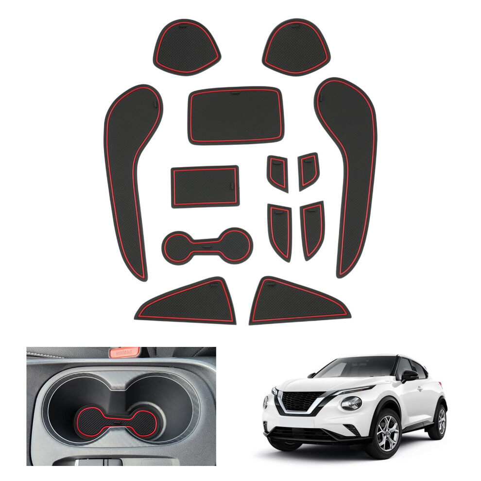 Gafat Compatible With Nissan Juke F16 2020-2024 2025 Electronic Brake Non-Slip Rubber Mat - Centre Console Door Seam For Juke Hybrid (Red) Red 5051226465833