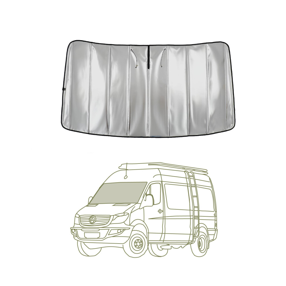 Vanessential Insulated Reflective Blackout Window Cover Designed For Mercedes-Benz Ncv3 & Vs30 (Van Years 2007 To Current), Front Windshield 5051226477164