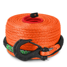 STEGODON 3/8" x 100ft Synthetic Winch Rope 23,809lbs Dyneema Winch Cable Line with Hook and Sleeve Protection Car Tow Recovery Cable for 4WD Off Road