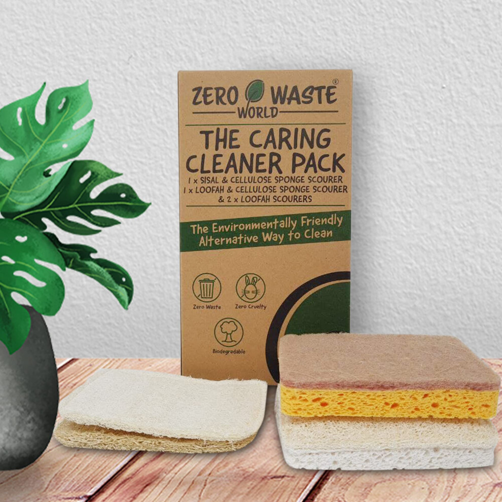 Zero Waste World Eco Sponge-Eco Friendly Washing Up Sponges, Natural Cleaning Products For Home ,Non Scratch 5051226672996