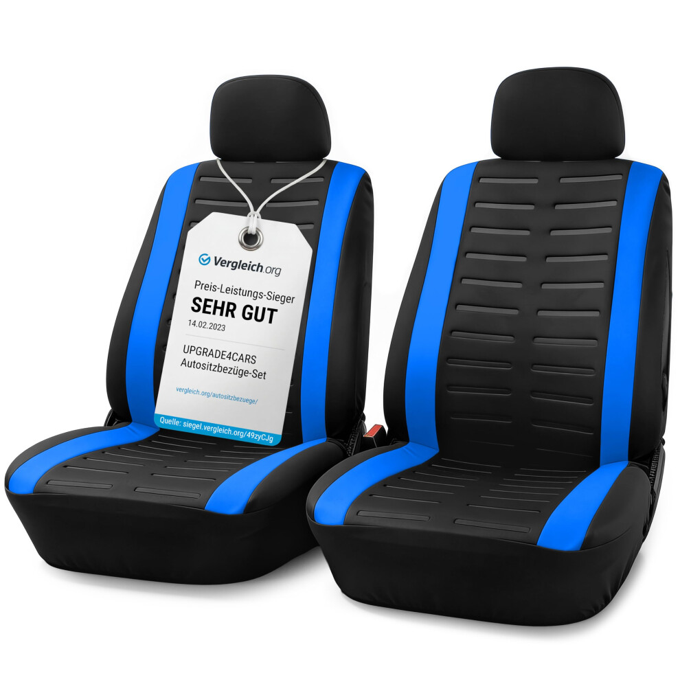Upgrade4cars Car Seat Covers Front Pair | Universal Cover Set For Driver And Passenger Seats + Headrest | Interior Accessories For Women And Men Blue 5051226485800