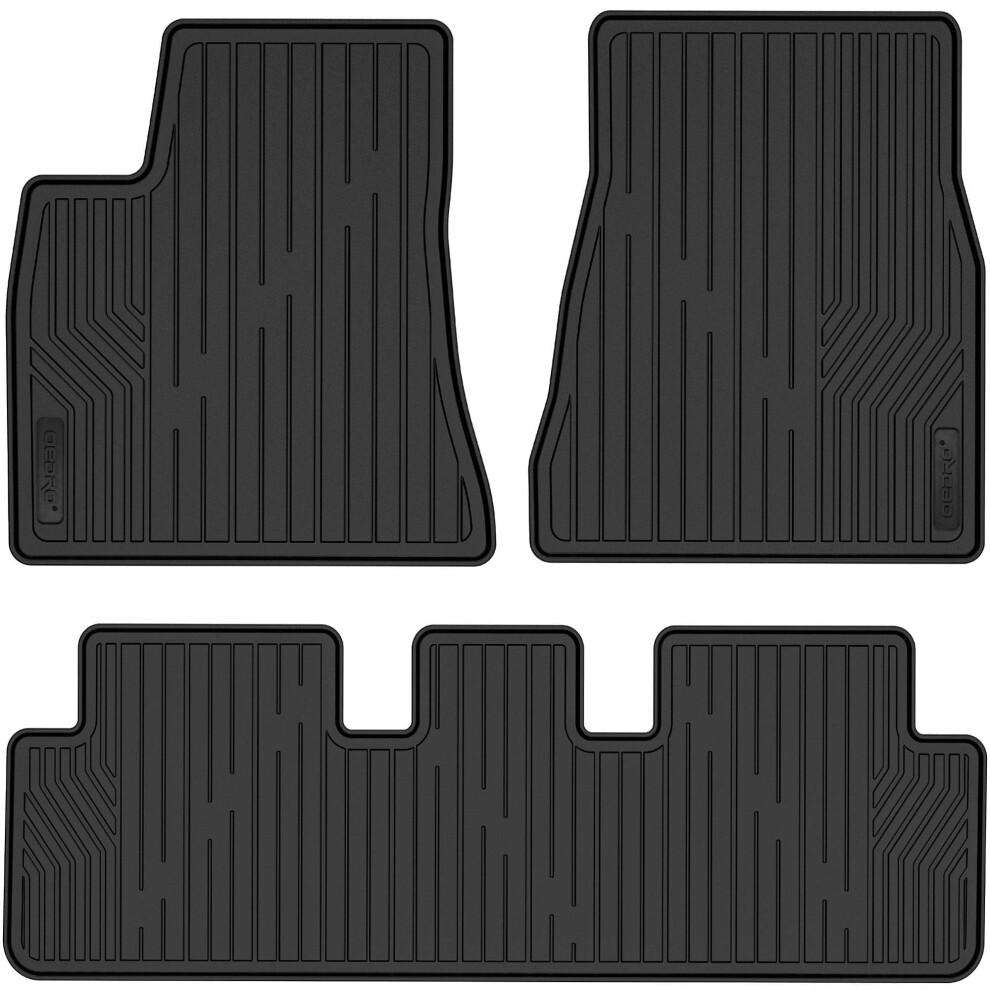 Oedro Floor Mats Compatible With 2017-2023 Tesla Model 3, Unique Tpe All-Weather Guard, Includes 1St And 2Nd Row, Full Set Liners Black 5051226482915
