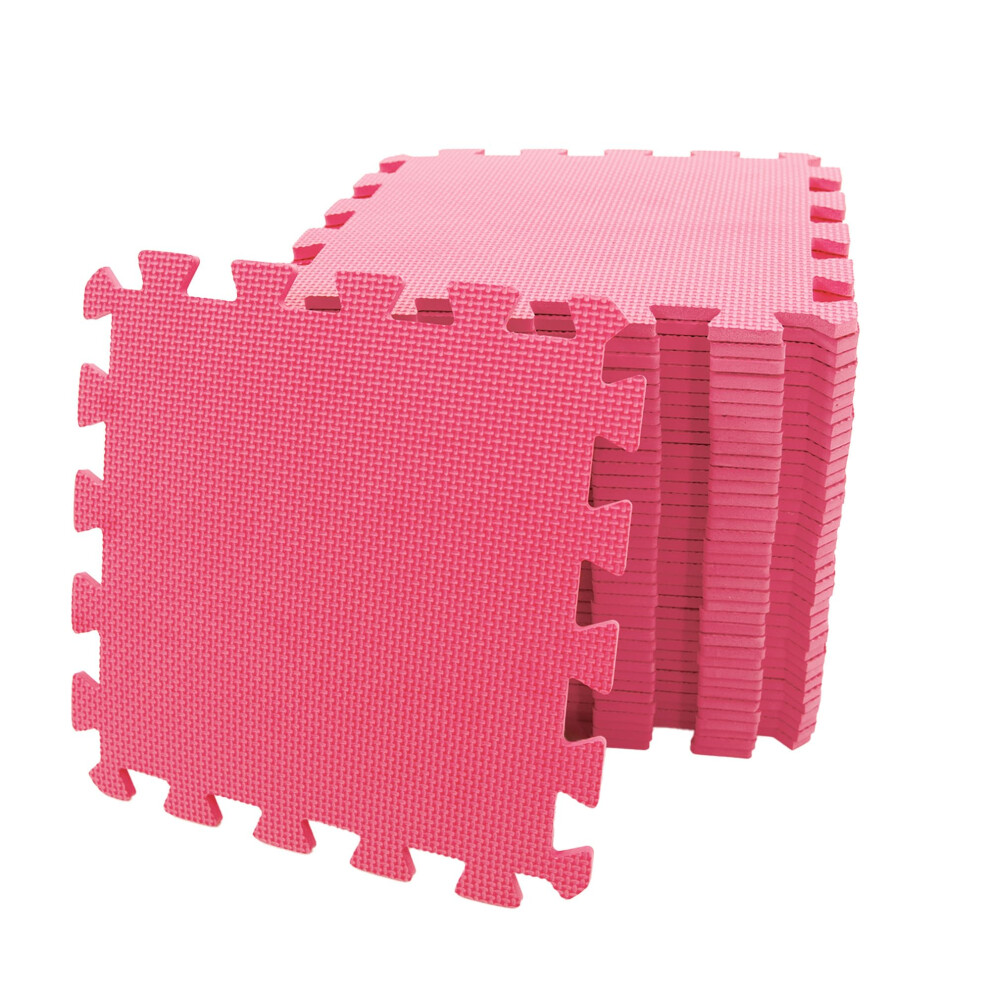 Foam Baby Play Mat - 29X29cm Thick Soft Eva Infant Floor Tiles 9 Piece Pink M.y