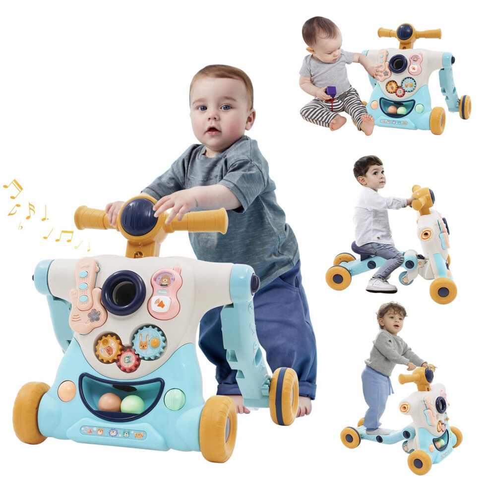 Baby Walker First Step Weight Gain Design Push Along Walker Toy With Shapes Sounds Music Activity Center Sit To Stand Learning Suitable For Toddler Maycoly